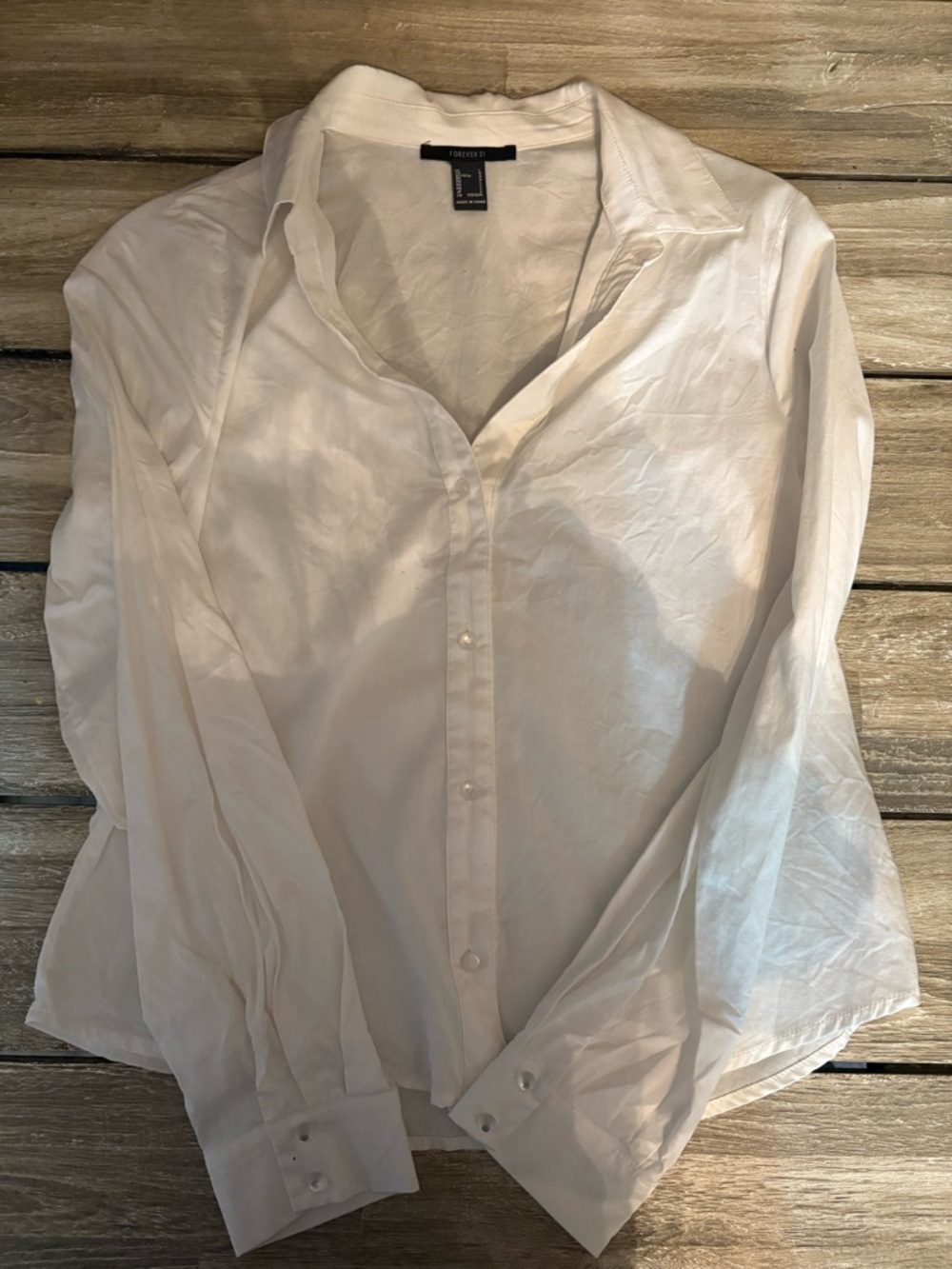 Forever 21 White Button-Down Blouse